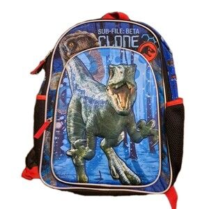 Jurassic World Backpack 16" School Book Bag Blue Sub File Beta Clone Raptor New